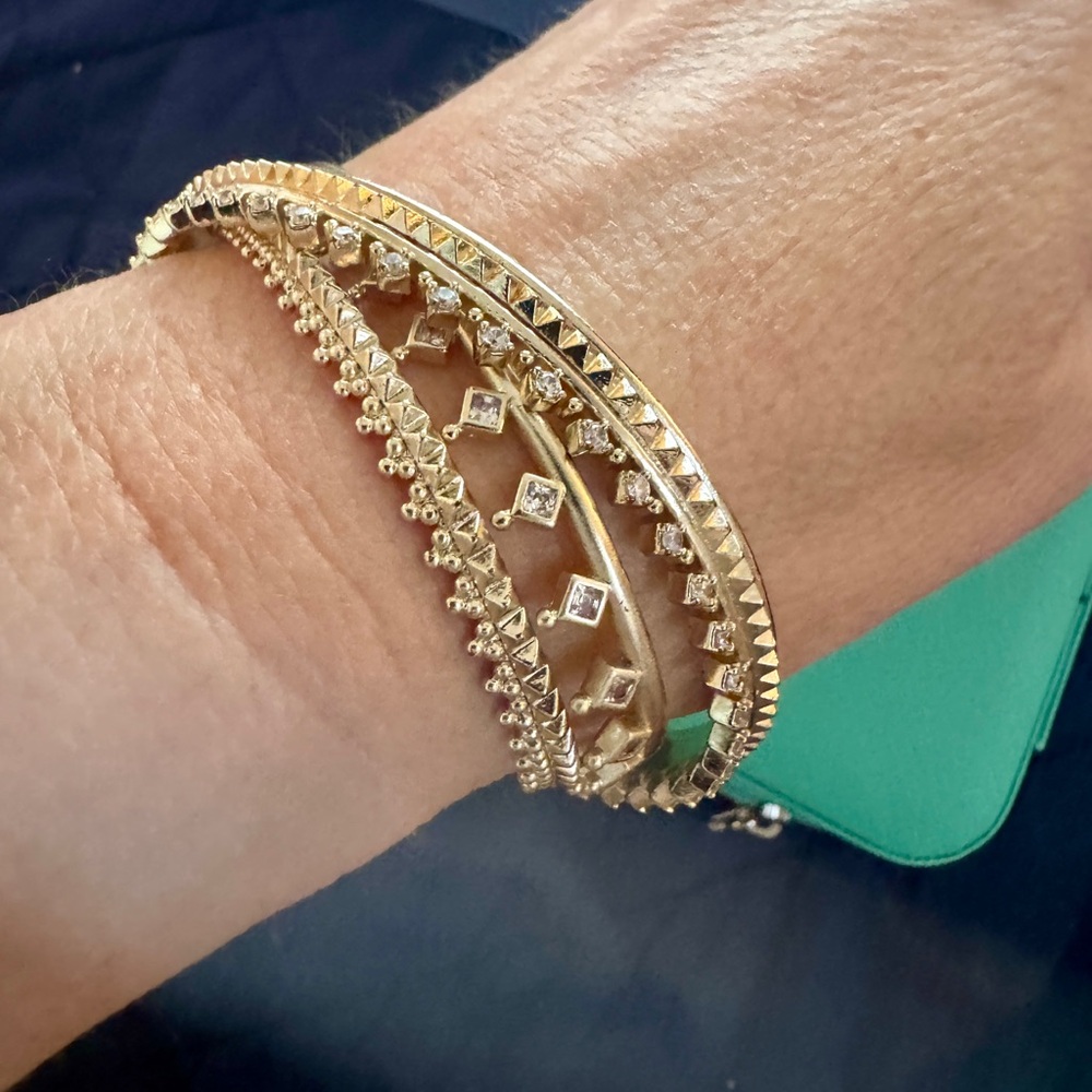 Kendra Scott bundle of 3 gold and diamond bracelets.